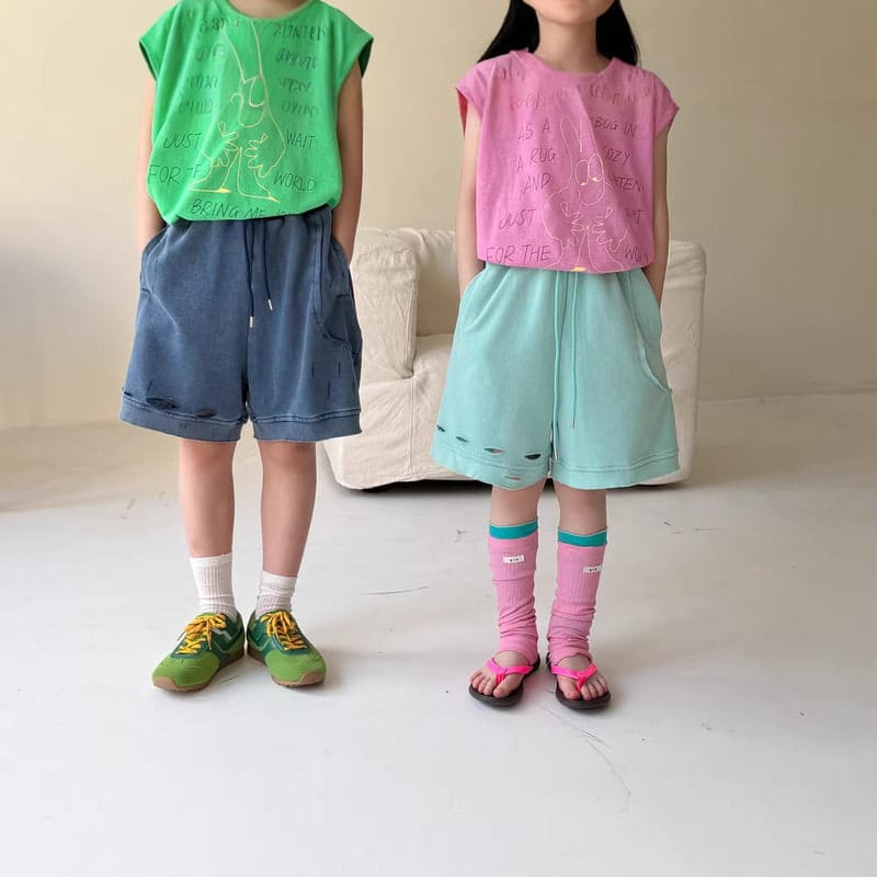【KID】リバーバスケットダメージハーフパンツ