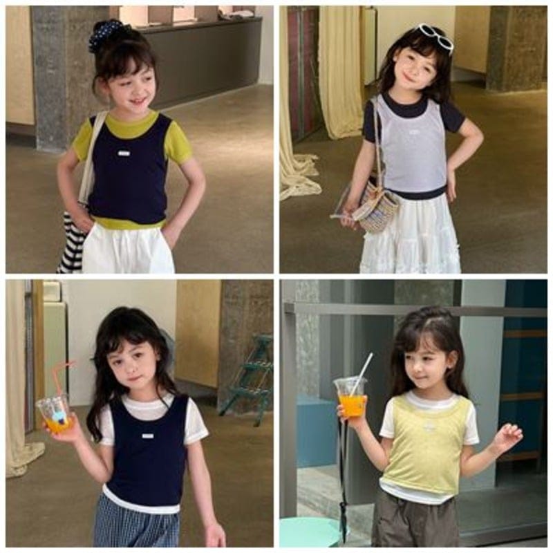 レイヤード風フェイクツーピース半袖Tシャツ
