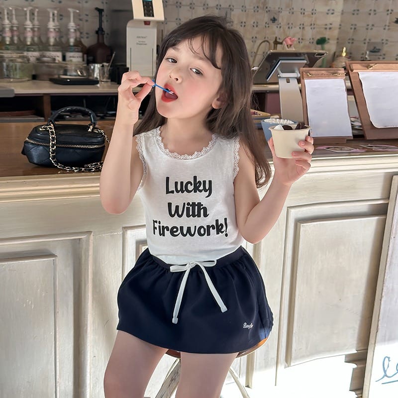 【KID】英字ロゴレースノースリーブタンクトップ