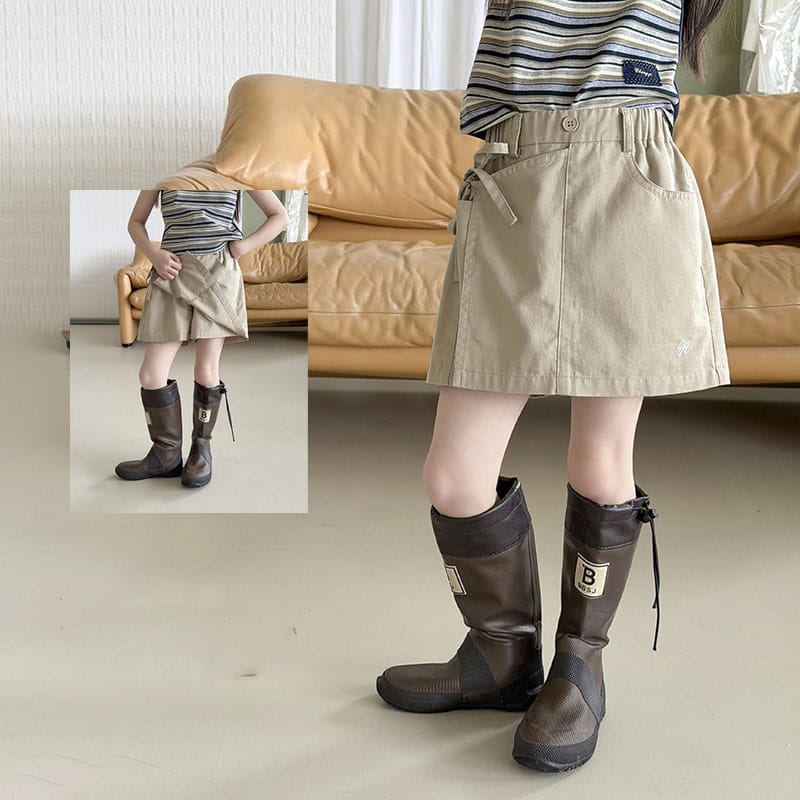 【KID】サイドリボンワーク風キュロットパンツ