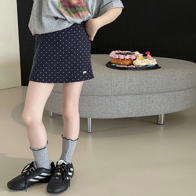【KID】レトロドット柄キュロットスカートパンツ