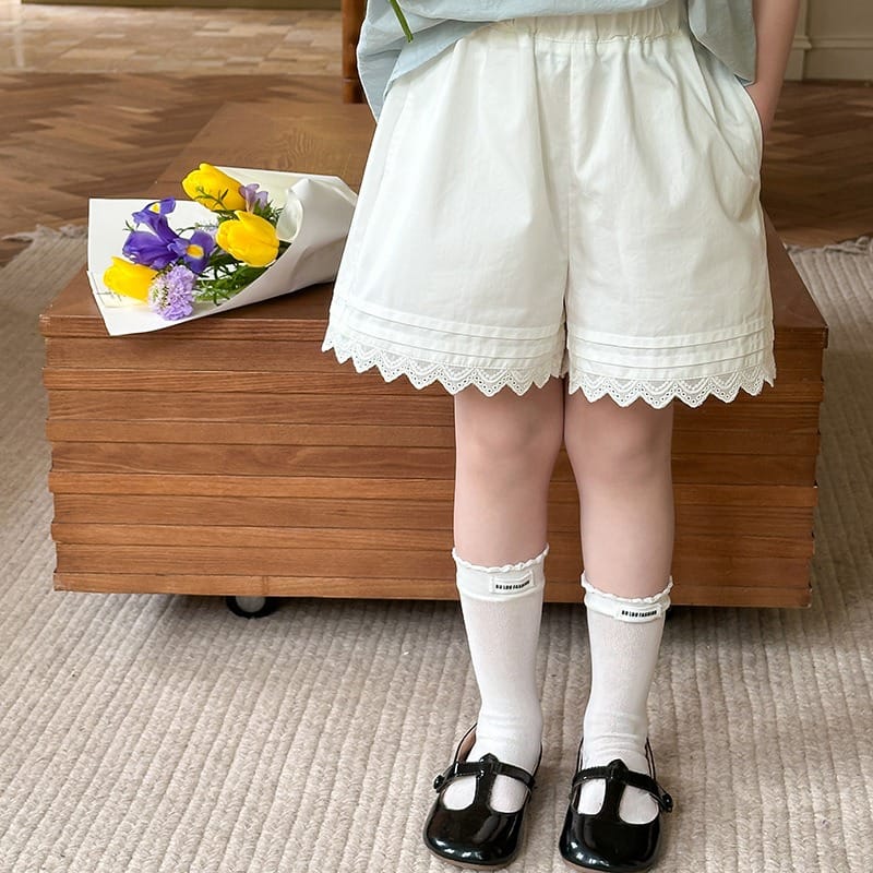 【KID】裾レースコットンハーフパンツ