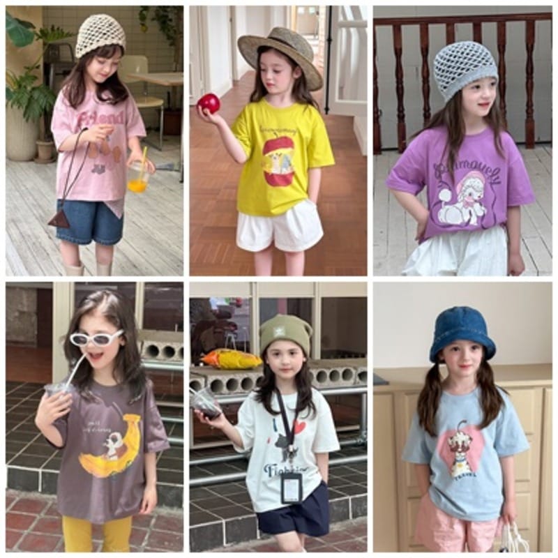 【KID】アニマルフルーツプリントクルーネック半袖Tシャツ