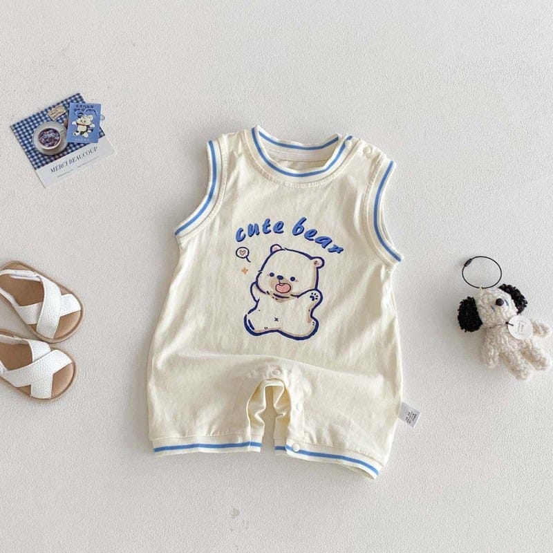 【BABY】ハイファイブくまノースリーブロンパース
