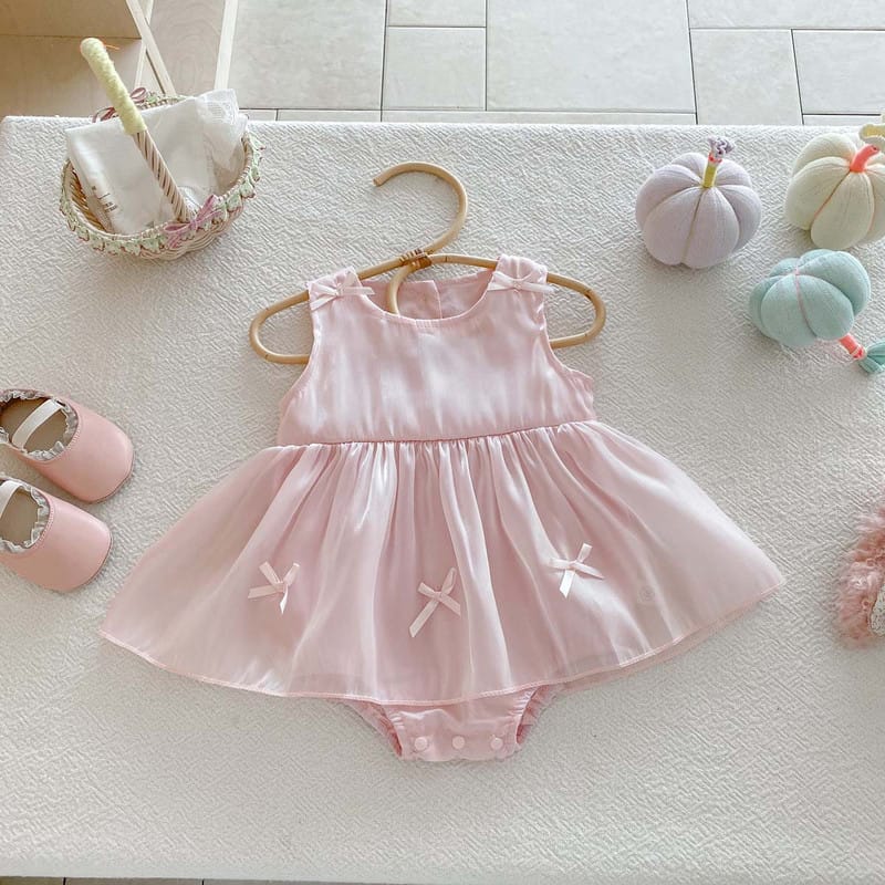 【BABY】リボンチュールスカートノースリーブロンパース