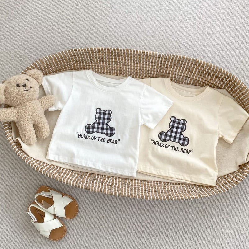 【BABY】チェックくま半袖Tシャツ