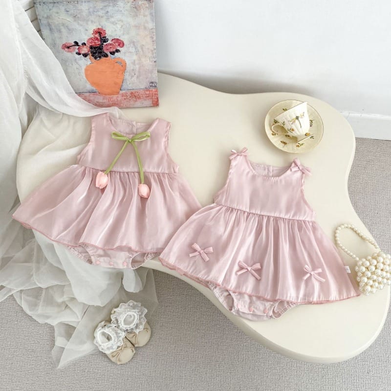 【BABY】チューリップリボンプリンセスワンピースロンパース