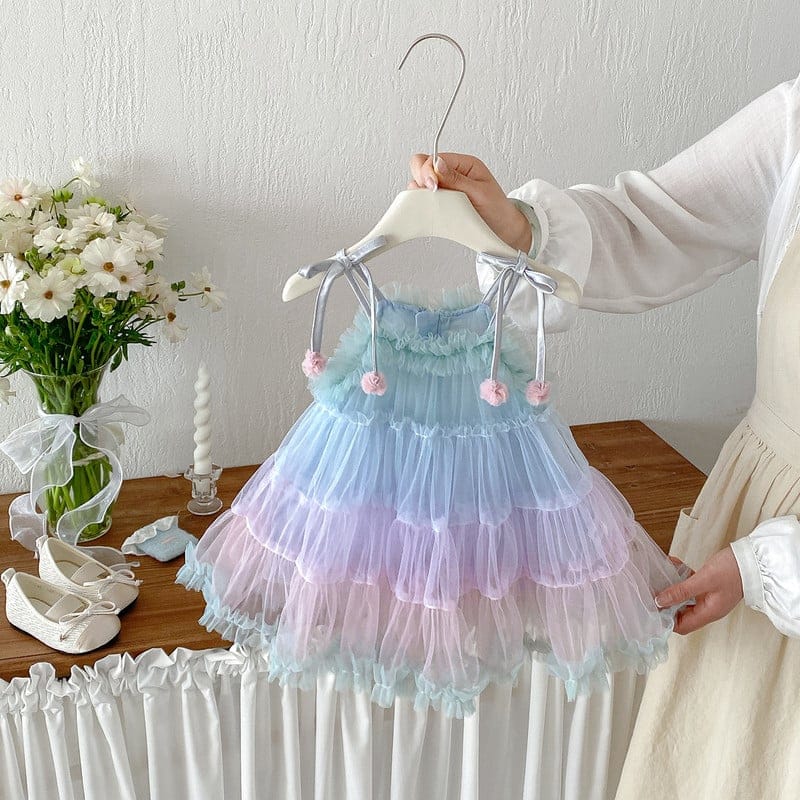 【BABY】レインボーグラデーションチュールキャミワンピース