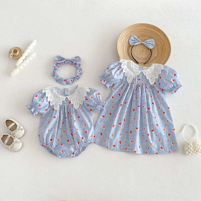 【姉妹服】チャーミングフラワーロンパース／ワンピース