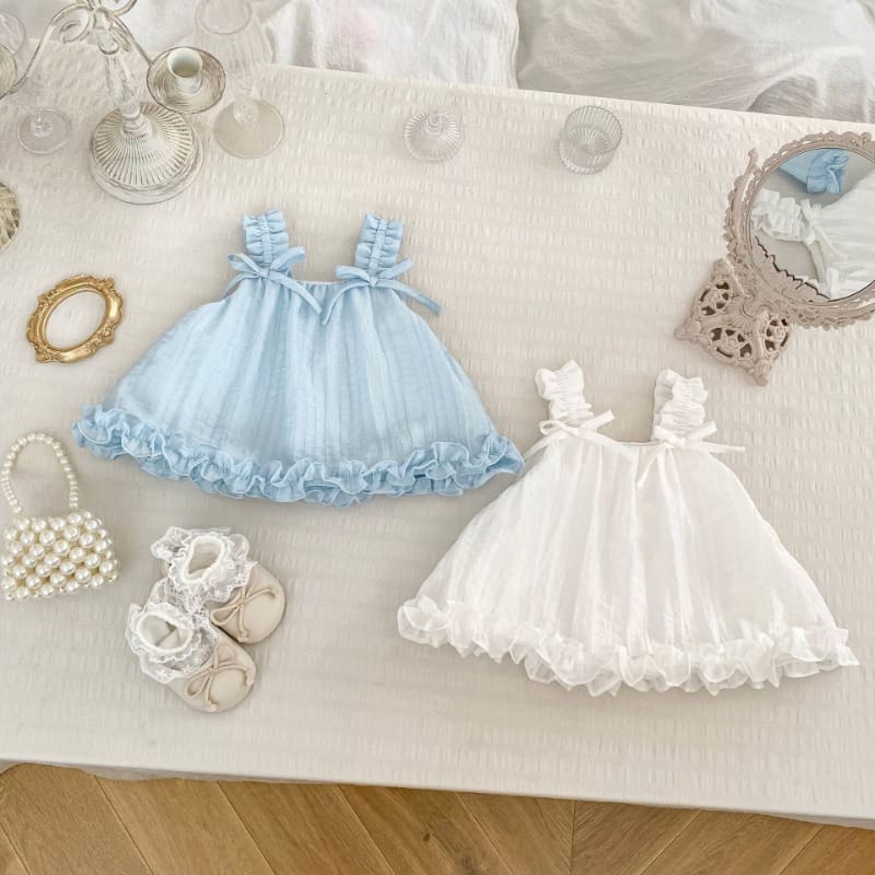【BABY】リボンフリルスクエアネックノースリーブブラウス