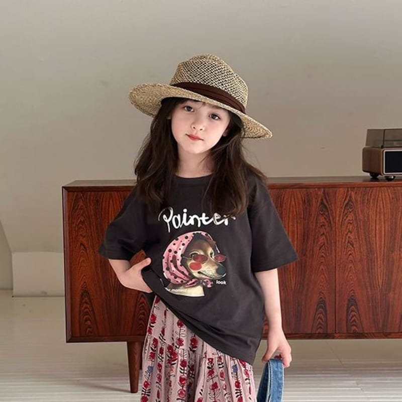 【KID】ペインタードッグプリント半袖Tシャツ