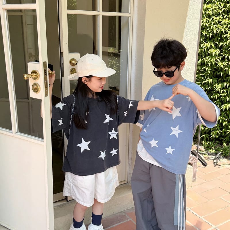 【KID】スタープリント半袖クルーネックTシャツ