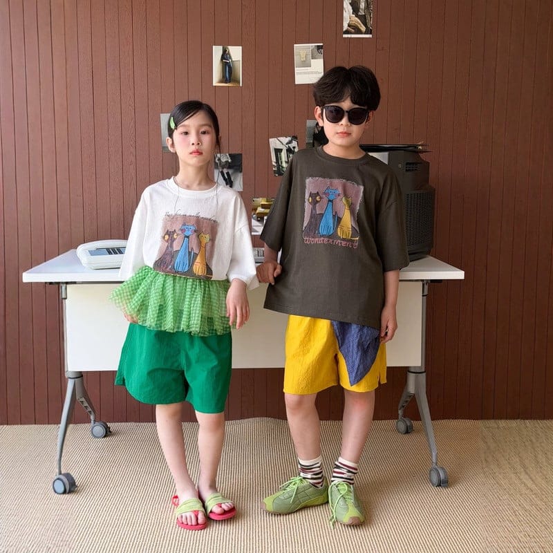 【KID】トリプルキャットプリント半袖Tシャツ