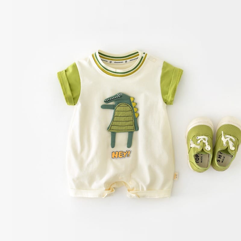【BABY】アニマルわにキャラクター半袖ロンパース