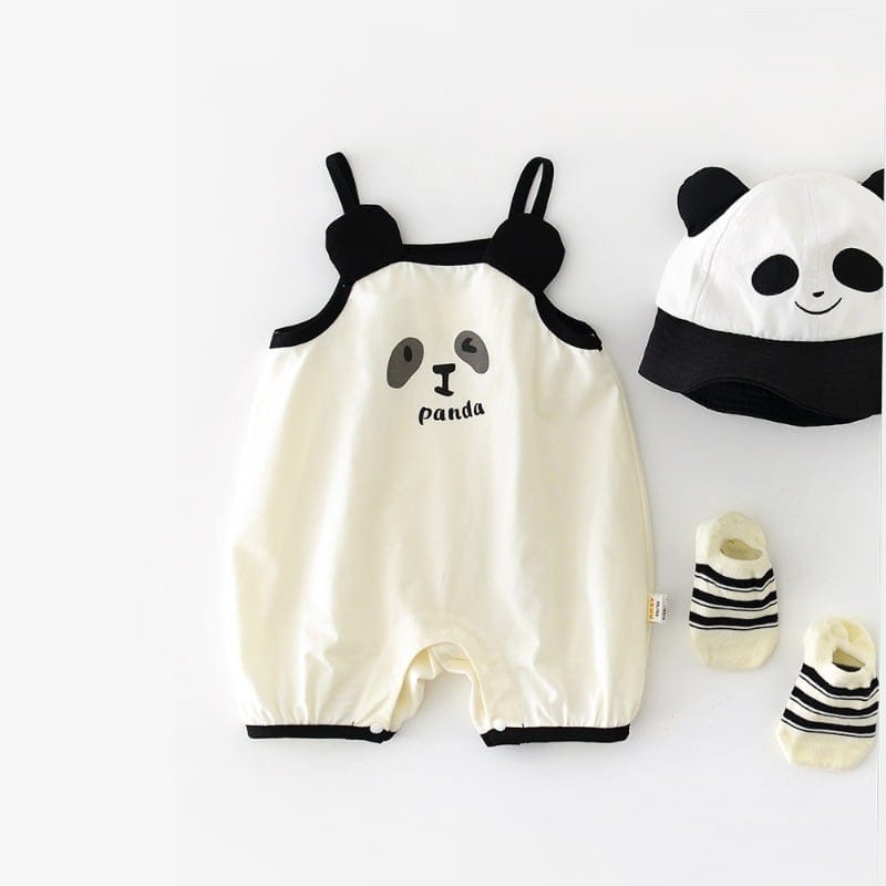 【BABY】ウィンクパンダ耳付きキャミソールロンパース