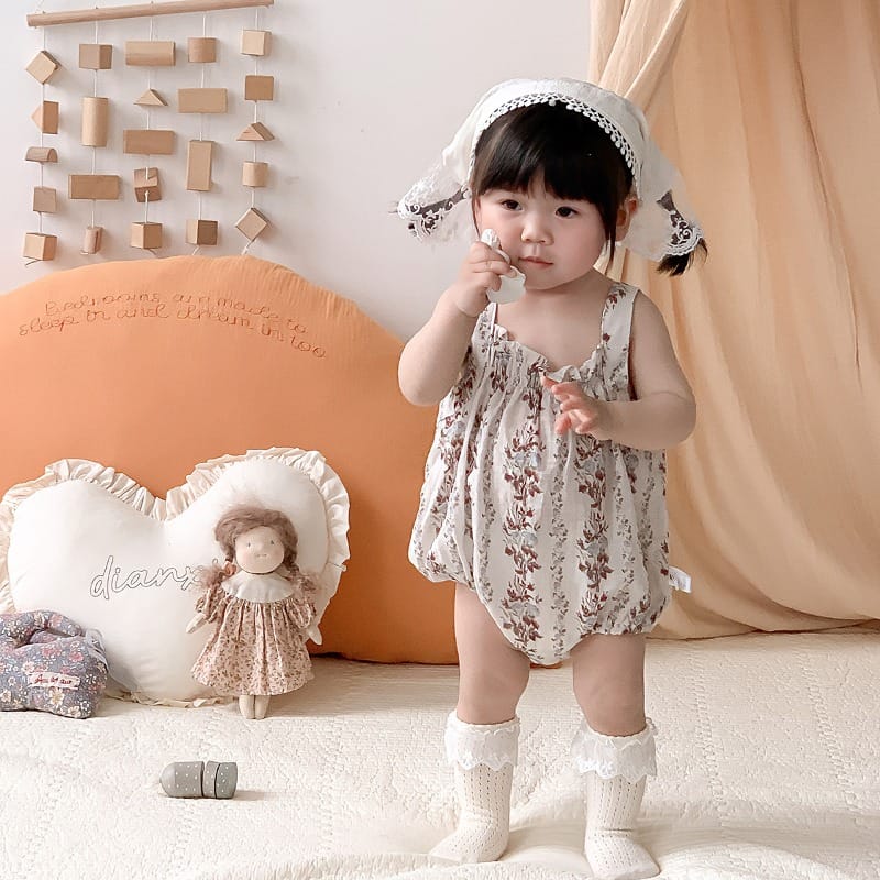 【BABY】アリアフラワーラインキャミソールロンパース