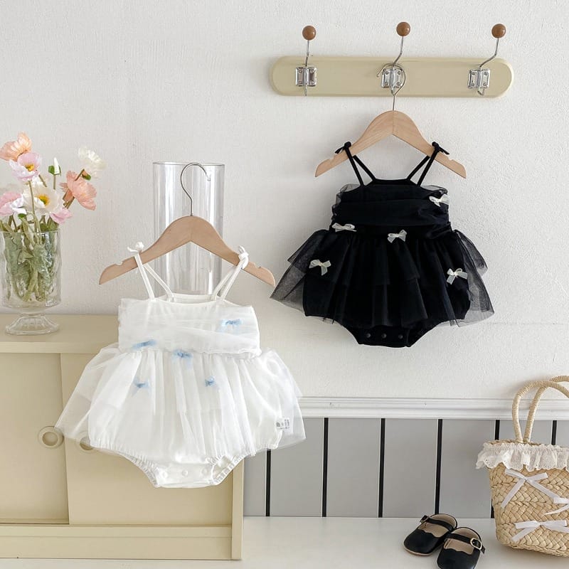 【BABY】ステラリボンチュールワンピース風ロンパース