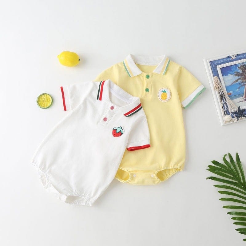 【BABY】パイナップルいちごポロ半袖ロンパース