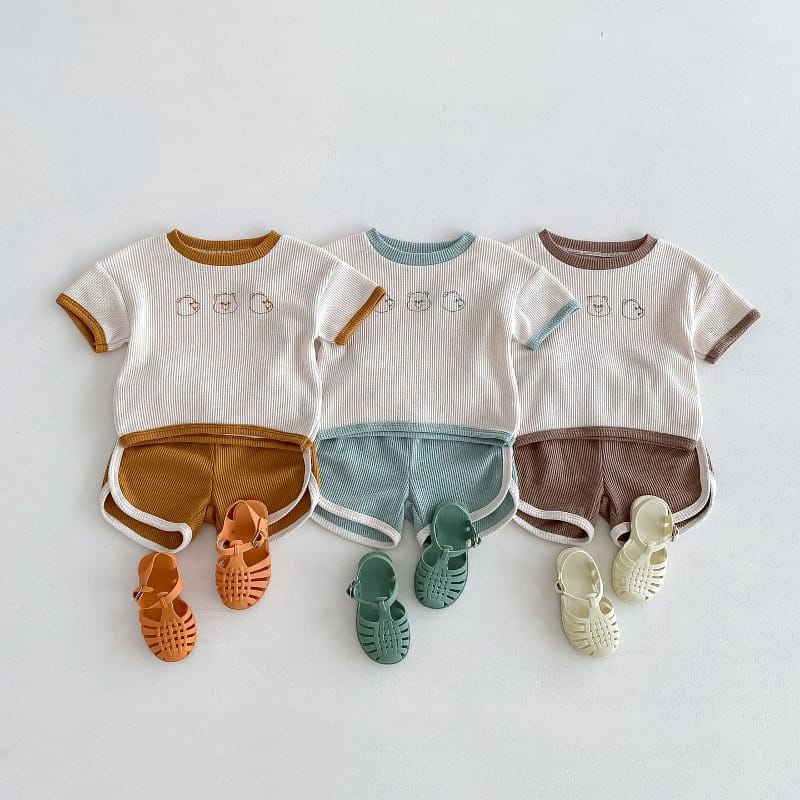 【セット】くまワッフル半袖Ｔシャツハーフパンツセットアップ