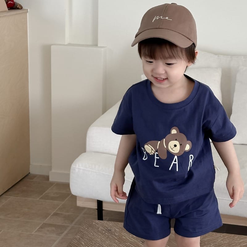 【セット】お昼寝くまプリント半袖Tシャツハーフパンツセットアップ