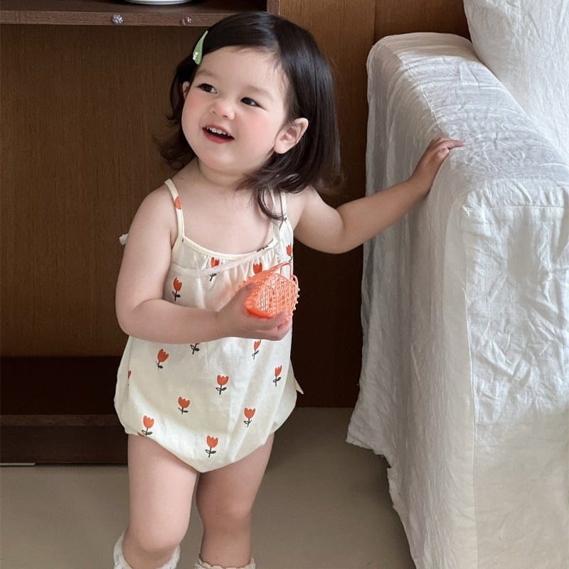 【BABY】チューリッププリントキャミソールボディスーツ