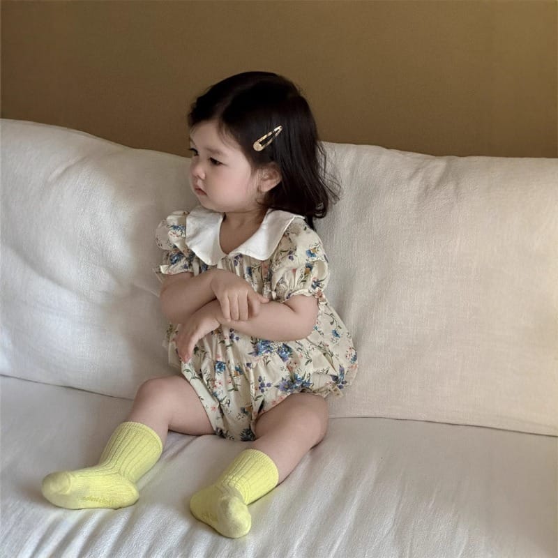 【BABY】ブロッサム小花柄襟付き半袖ロンパース