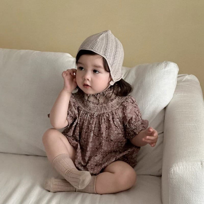 【BABY】フェザーウォーターフラワー半袖ボディスーツ
