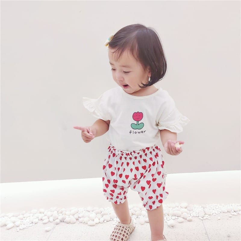 【セット】チューリップTシャツハートハーフパンツセットアップ