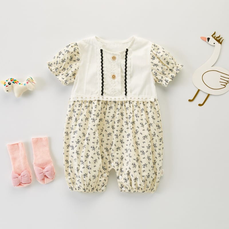 【BABY】ブルーミングレース小花柄半袖ロンパース