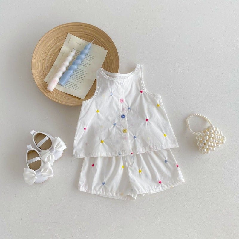 【セット】ハート刺繍ノースリーブセットアップ