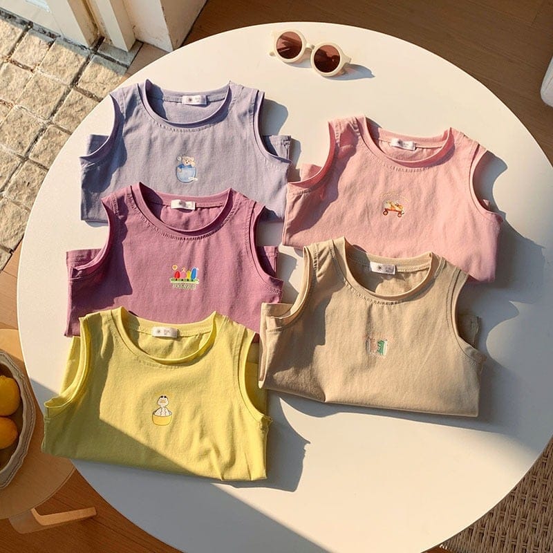 ワンポイントプリントノースリーブTシャツ