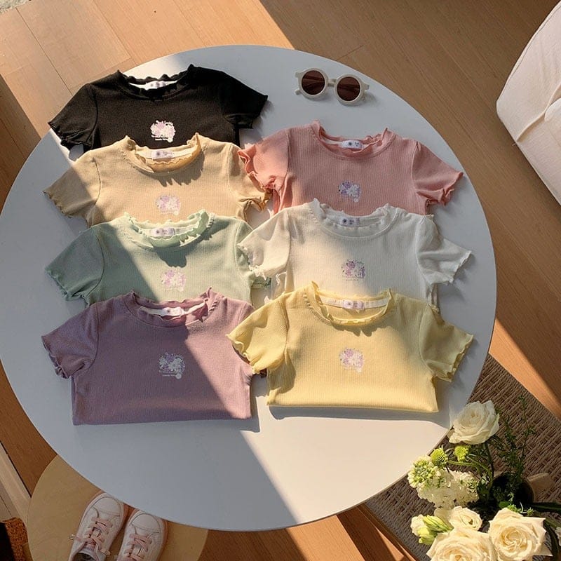 フラワープリントメロウフリル半袖Tシャツ