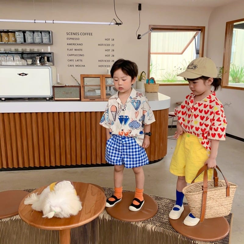 【KID】ドローイングプリント半袖シャツ