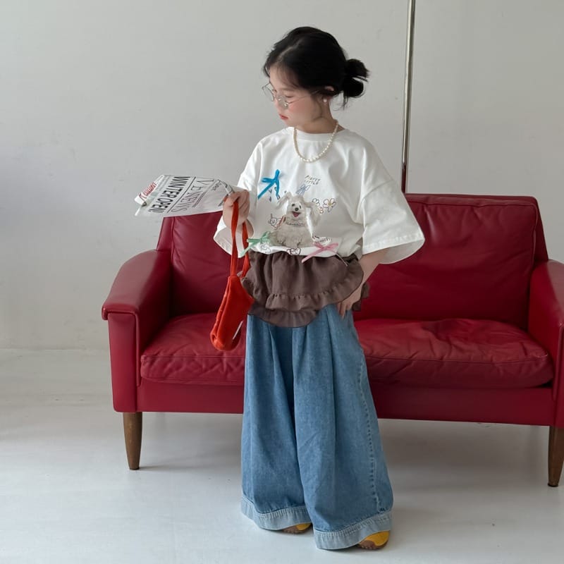 【KID】パピーリボン英字レタリング半袖Tシャツ