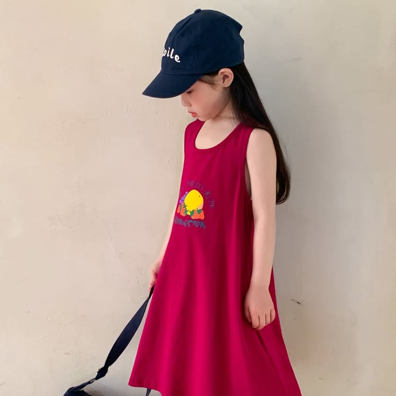 【KID】フルーツプリントノースリーブワンピース