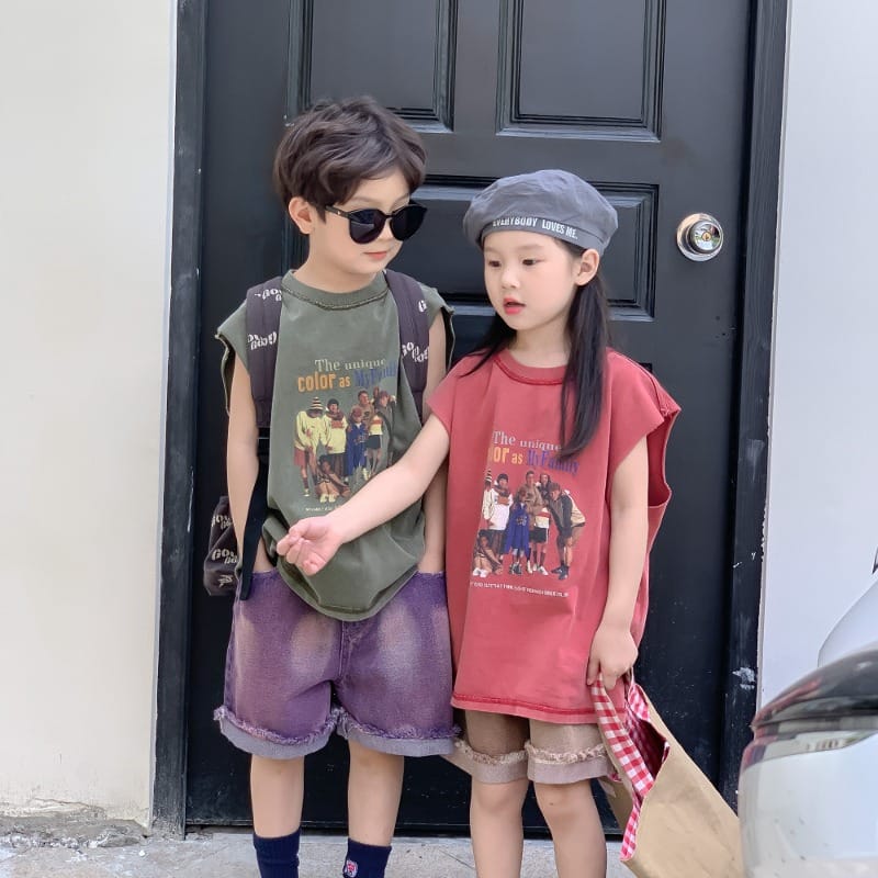 【KID】マイファミリープリントノースリーブTシャツ