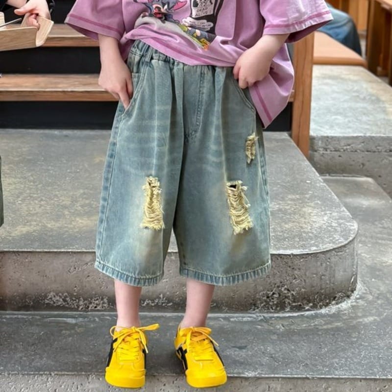 グラデーションダメージデニムハーフパンツ
