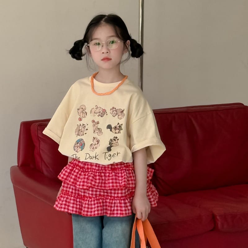 【KID】クリスタルリスイラストプリント半袖Tシャツ