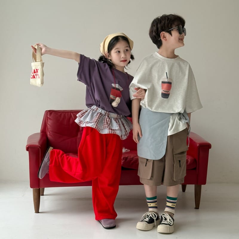 【KID】ドリンクイラストプリント半袖Tシャツ