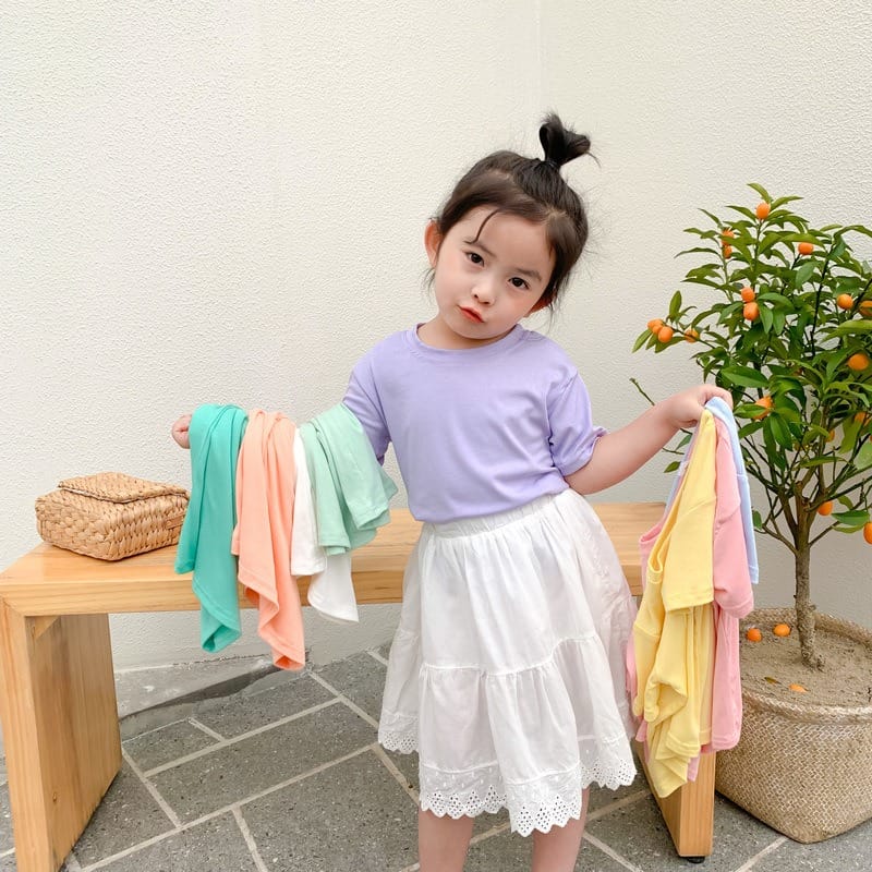 【KID】パステルカラー半袖クルーネックTシャツ