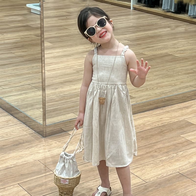 【KID】バックオープンリネン風キャミソールワンピース