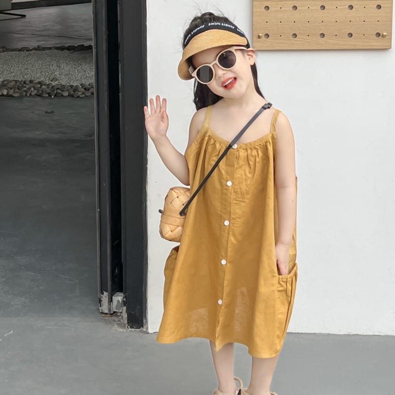 【KID】フロントボタンビッグポケット付キャミワンピース