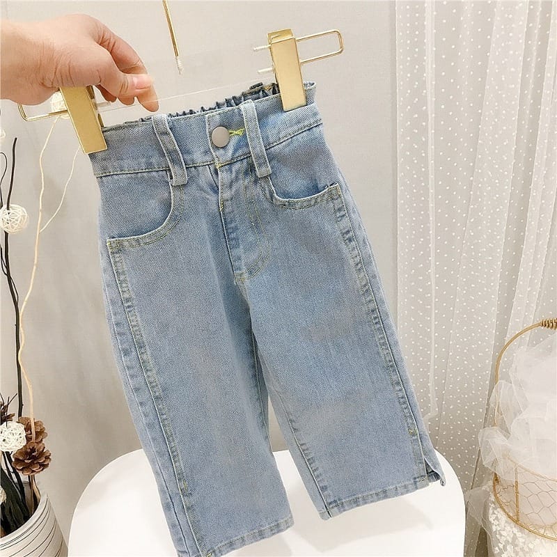 ネオンステッチストレートワイドデニムパンツ