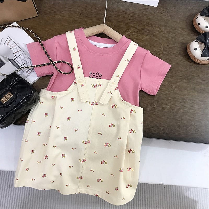 【セット】ロゴTシャツ小花柄ジャンパースカートセット