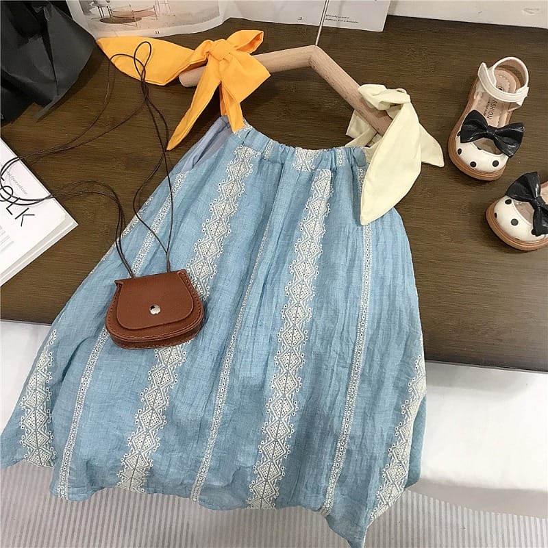 【KID】スカイブルーリボンエスニックワンピース