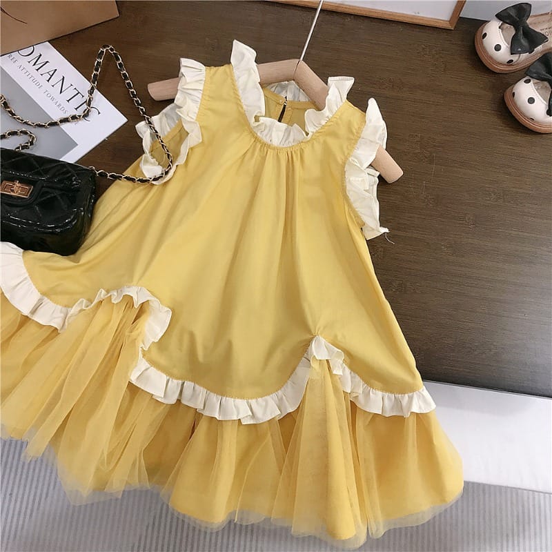 【KID】ラブリーフリルチュールドッキングプリンセスワンピース