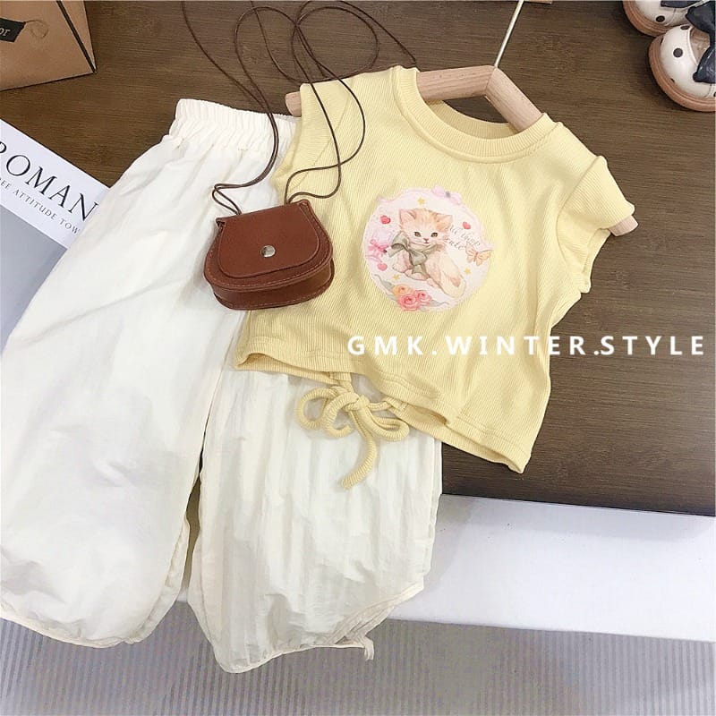 【セット】水彩風ねこプリント半袖Tシャツパンツセットアップ