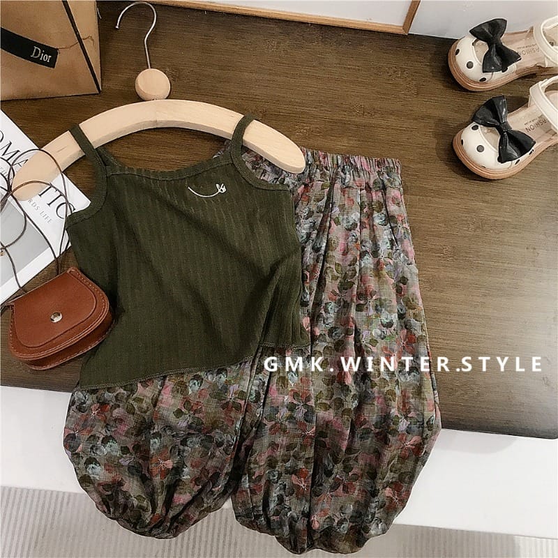 【セット】キャミソール花柄ロングパンツセットアップ