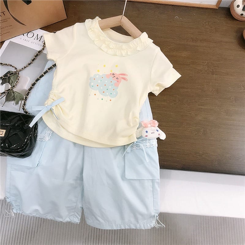 【セット】ピンクリボンうさぎTシャツパンツセットアップ