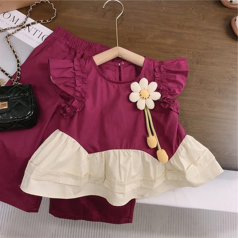 【セット】ガーデンフラワーフリルノースリーブセットアップ